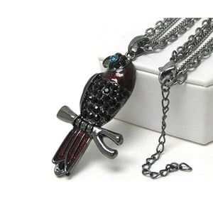 Brand New Long Chain Necklace Crystal Parrot